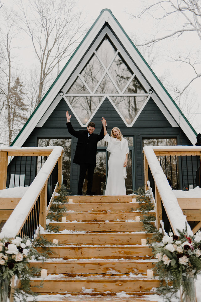 wedding at muskoka a-frame cottage