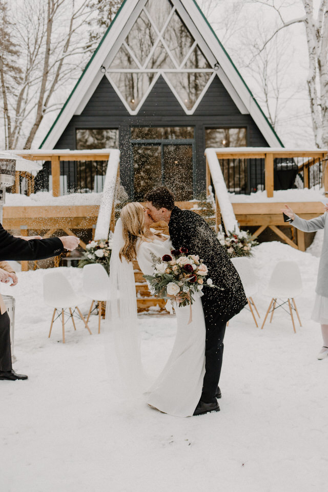 wedding at muskoka a-frame cottage