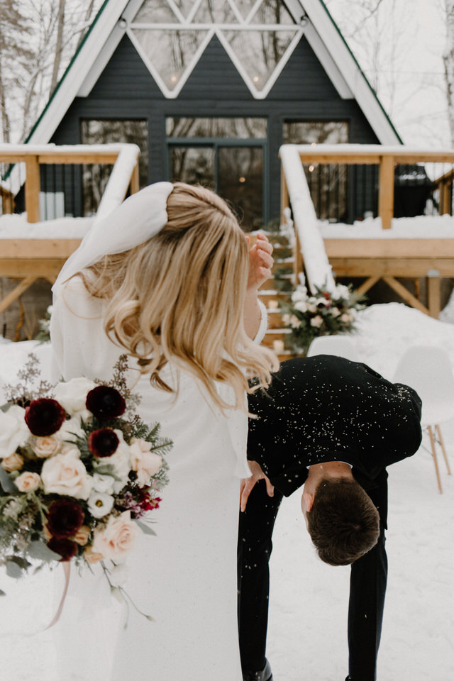 wedding at muskoka a-frame cottage