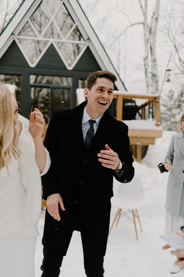 wedding at muskoka a-frame cottage