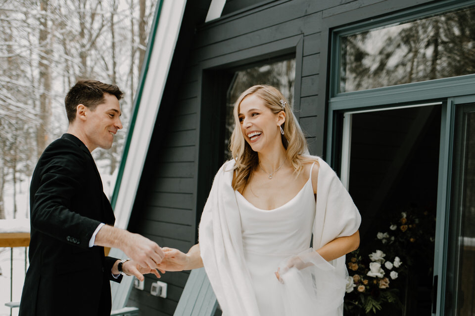 wedding at muskoka a-frame cottage