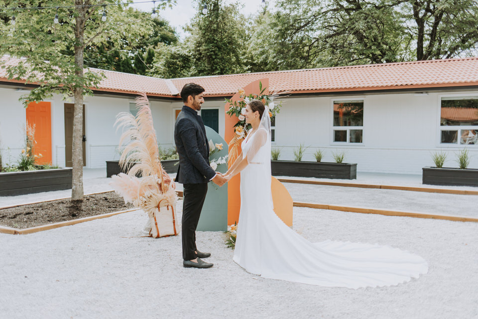 Vintage Styled Wedding at Retro 1970's Motel